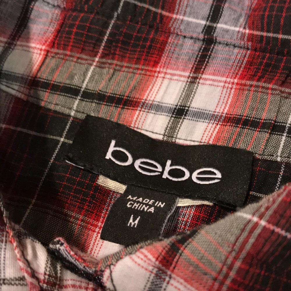 BeBe cute red and black and grey plaid shirt sizeM